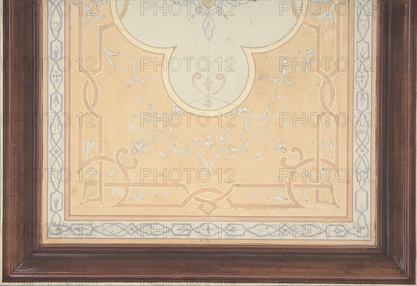 Design for the decoration of a ceiling with strapwork and rinceaux, 1830-97.