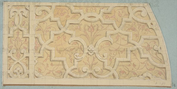 Design for the decoration of the stairway in the Chateau d'Ognon of M. de Machy (Oise, France), second half 19th century.