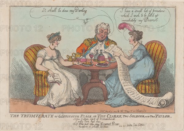 The Triumverate [sic] of Gloucester Place, or The Clarke, The Soldier, and The Taylor, 1809.