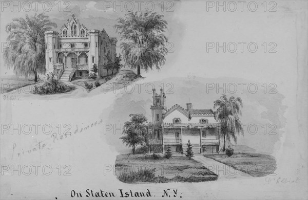 Two Private Residences, Dr. Fadie Elliot, on Staten Island, New York, ca. 1872.