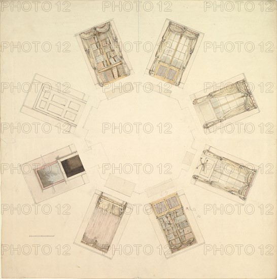 Octagonal Room with Sectional Views, 19th century.