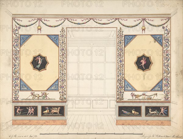 Design for a Room in the Etruscan or Pompeian style (Elevation), 1833.