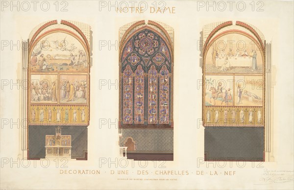 Plan for the Renovation of a Chapel in the Nave of the Cathedral of Notre Dame, Paris, 1843. Creator: Eugène Emmanuel Viollet-le-Duc.