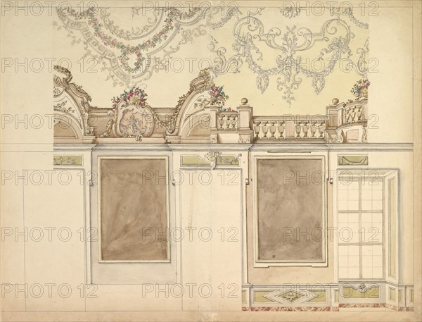 Two Alternate Elevations for an Interior Wall, 1700-1780. Creator: Anon.