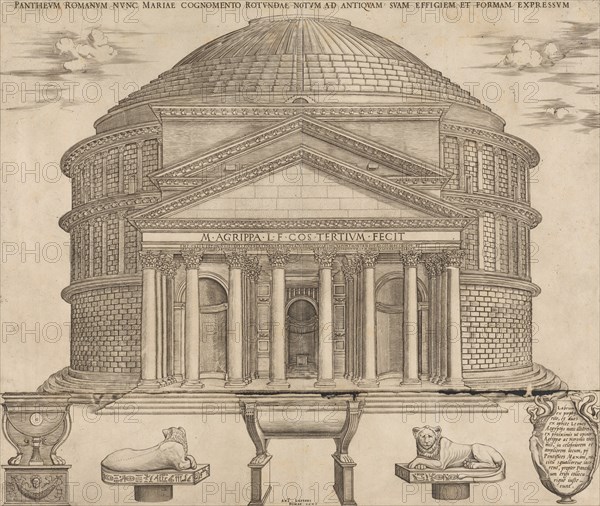 Speculum Romanae Magnificentiae: The Pantheon, 1649., 1649. Creator: Nicolas Beatrizet.