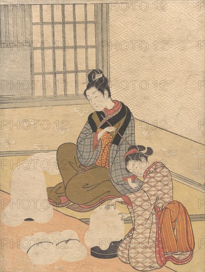 Evening Snow on the Nurioke, from the series Eight Parlor Views, ca. 1766., ca. 1766. Creator: Suzuki Harunobu.