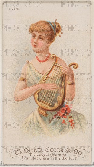 Lyre, from the Musical Instruments series (N82) for Duke brand cigarettes, 1888., 1888. Creator: Schumacher & Ettlinger.