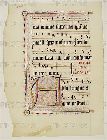 Manuscript Leaf with Initial A