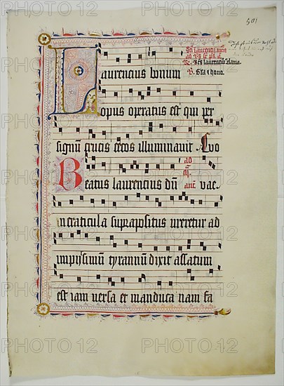 Manuscript Leaf with Initial L