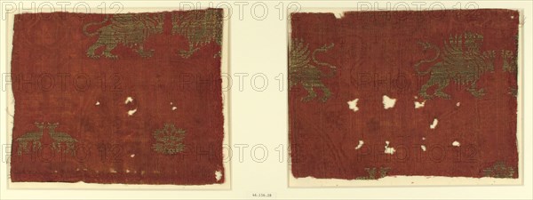 Textile with Griffin and Fawn Design