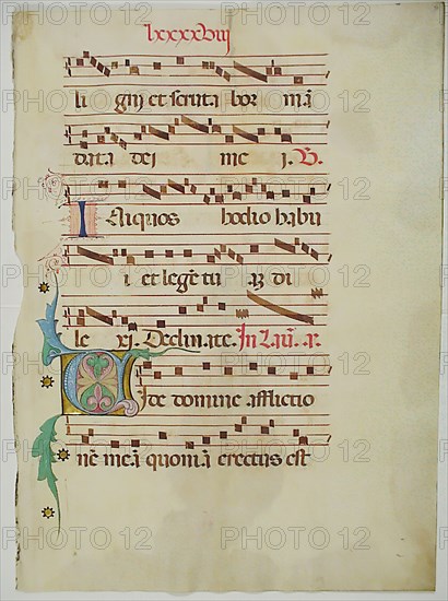 Manuscript Leaf with Initial V
