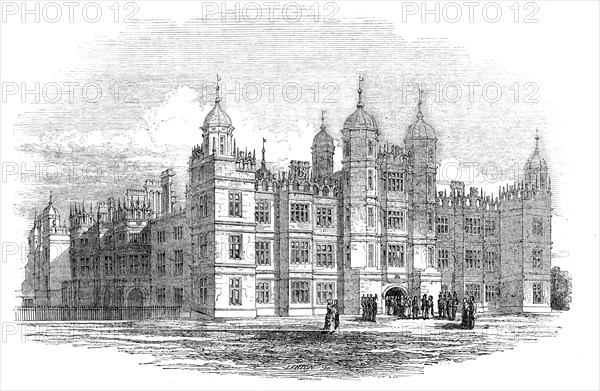 Burghley House - north front, 1844. Creator: W. J. Linton.