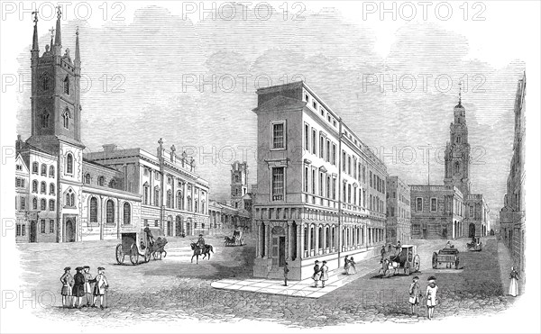 The Royal Exchange and Bank buildings, in 1780, 1844. Creator: Unknown.