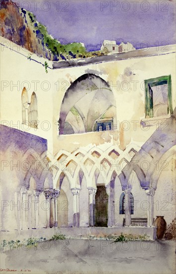 Courtyard, Capucine Monastery, Amalfi, 1898.