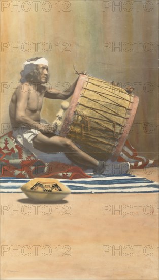 Hopi Musician Playing Drum, n.d.