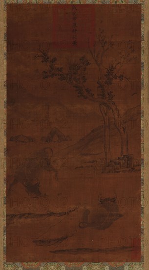 River Landscape: Two Water Buffaloes and a Napping Herd-boy, 1368-1644.