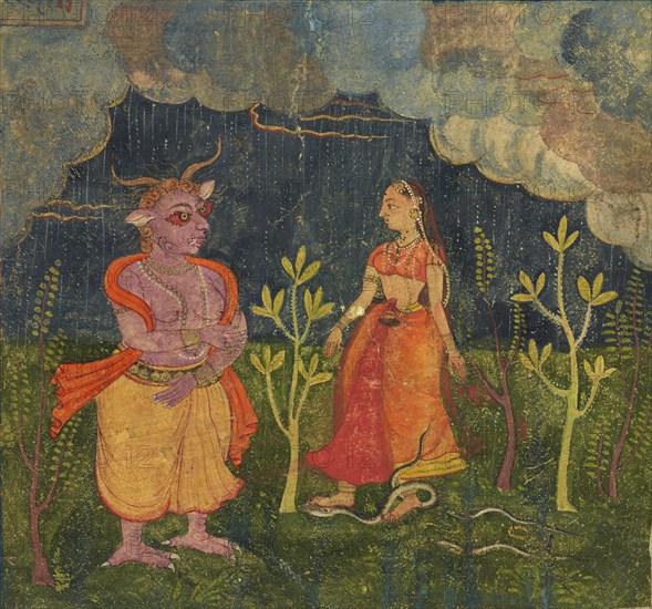 Abhisarika Nayika, folio from a Rasikpriya, ca. 1615-1625.