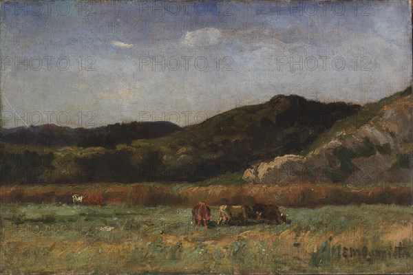 Untitled (landscape with cows grazing, hills), 1891.