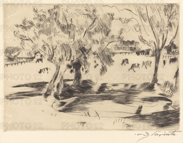 Landschaft mit Kühen (Landscape with Cows), 1917.