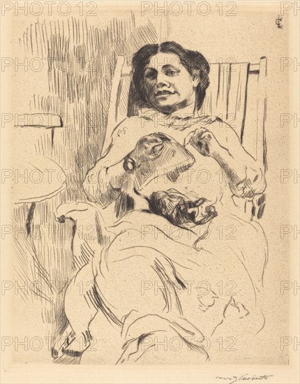 Frau mit Handarbeit (Woman with Needlework), 1912.