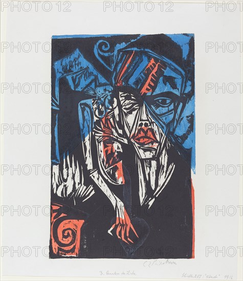 Peter Schlemihls wundersame Geschichte: Kämpfe. Qualen der Liebe..., 1915. Creator: Ernst Kirchner.