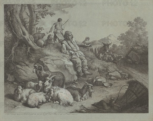 Seated Shepherd before a Flock of Goats, after 1766.