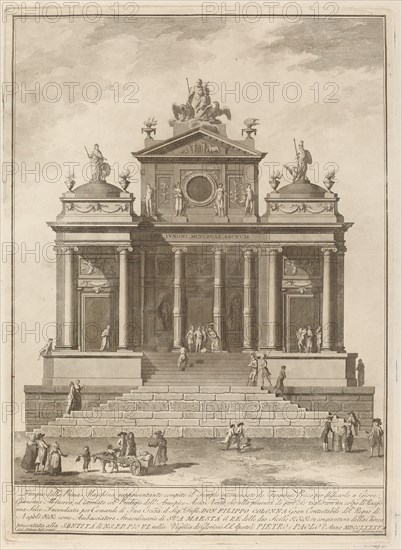 A Temple Dedicated to Jupiter, Juno, and Minerva, for the "Chinea" Festival, 1785.