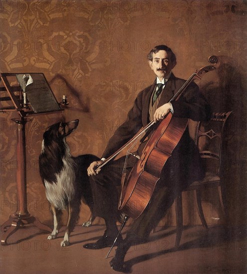 Portrait of the cellist Juan de Azurmendi, 1909. Creator: Zuloaga y Zabaleto, Ignacio (1870-1945).