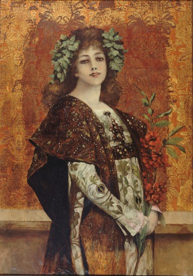 Portrait of Sarah Bernhardt (1844-1923) as Gismonda, ca 1896. Creator: Chartran, Théobald (1849-1907).