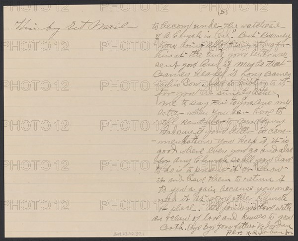 Letter written by Nelson Jordan Jr. and Nelson Jordan to Julia Womack, February 4, 1910. Creators: Nelson Jordan, Nelson Jordan.