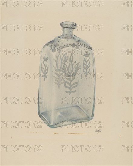 Glass Bottle, 1935/1942. Creator: Beverly Chichester.