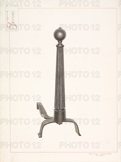 Large Andiron, c. 1937. Creator: Edward L Loper.