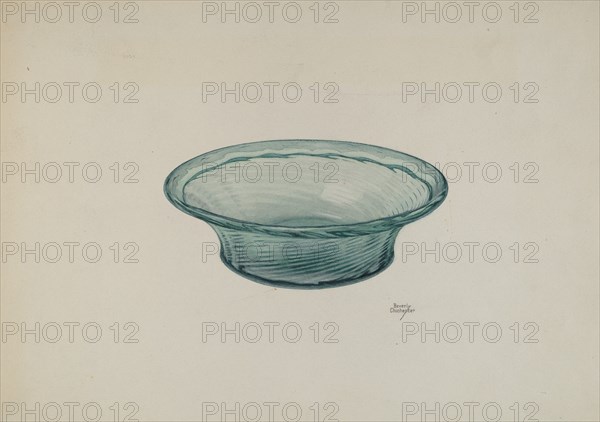 Ribbed Glass Bowl, c. 1940. Creator: Beverly Chichester.