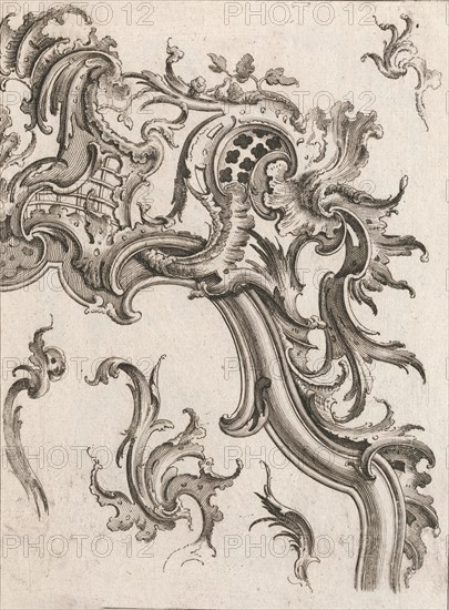 Various Designs for Rocaille Ornaments, Plate 2 from an Untitled Series of ..., Printed ca. 1750-56. Creator: Jacob Gottlieb Thelot.