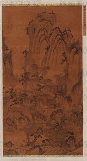 Landscape: a mountain gorge, a stream, buildings and people, Ming dynasty, 15th-16th century. Creator: Unknown.