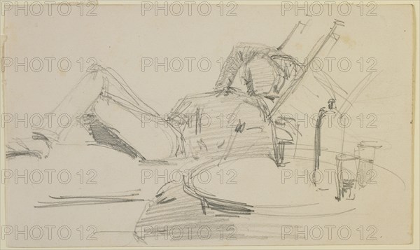 A man reclining on a bed, 1858. Creator: James Abbott McNeill Whistler.