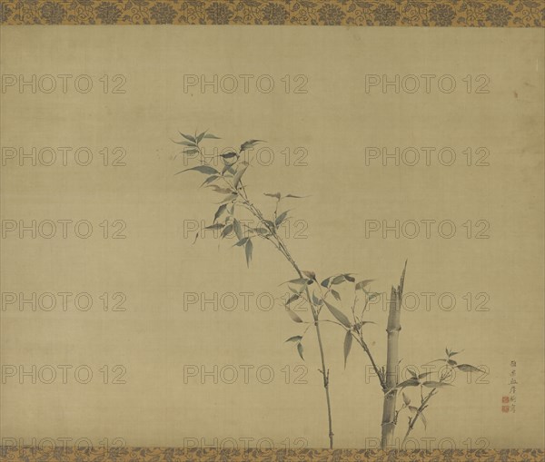 Bamboo stems with branches and foliage, Edo period, 19th century. Creator: Kishi Ganku.