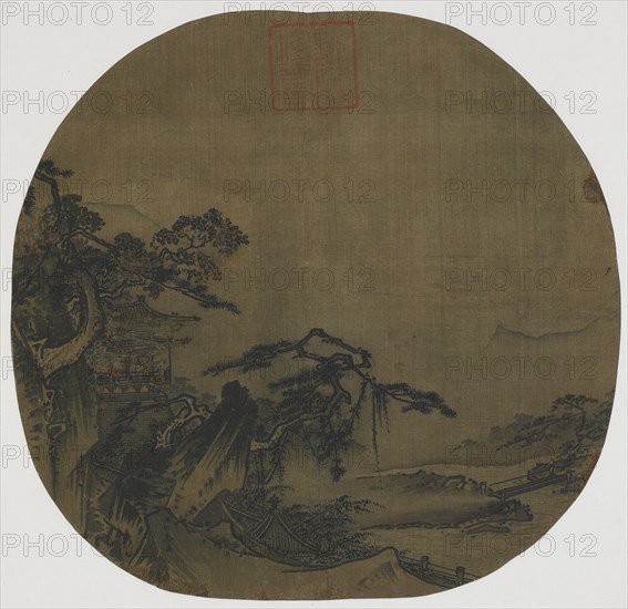 Landscape: pavilions on a mountain side; a stream below, Ming dynasty, 16th century. Creator: Ma, Yuan.