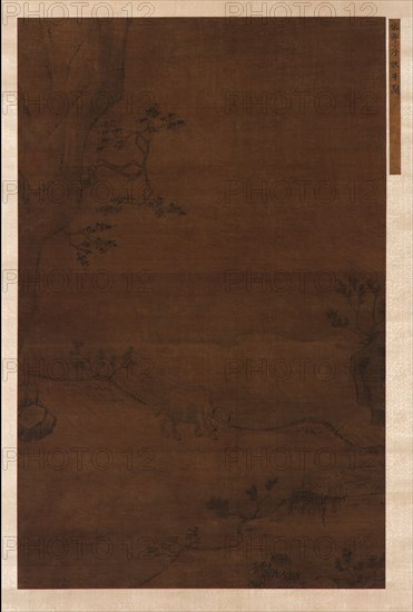 A Water-buffalo and a herd-boy near a stream, Ming or Qing dynasty, (17th century?). Creator: Unknown.