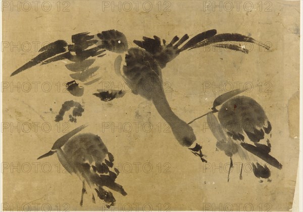 Two herons and a goose, Edo period, 1573-1615. Creator: Unknown.