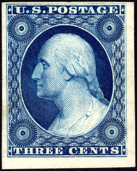 3c Washington trial color card proof, 1881. Creator: American Bank Note Company.