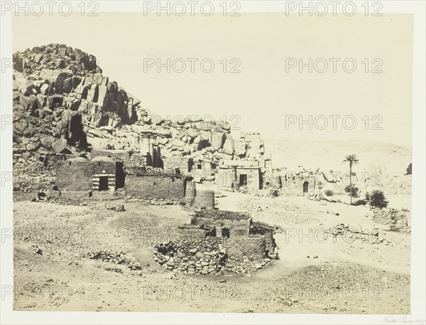 Antiquities at Biggeh, Opposite Philæ, 1857. Creator: Francis Frith.