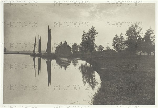 Cantley: Wherries Waiting for the Turn of the Tide, 1886. Creator: Peter Henry Emerson.