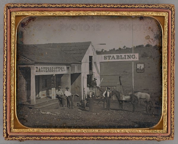 Untitled (Daguerreotype Studio and Russel & Co Livery Stable, Mokelumne Hill, California),, 1852. Creator: Unknown.