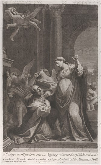 Saint Joseph asking the Virgin's pardon for having thought of deserting her..., 1760-1800. Creator: Giuliano Traballesi.