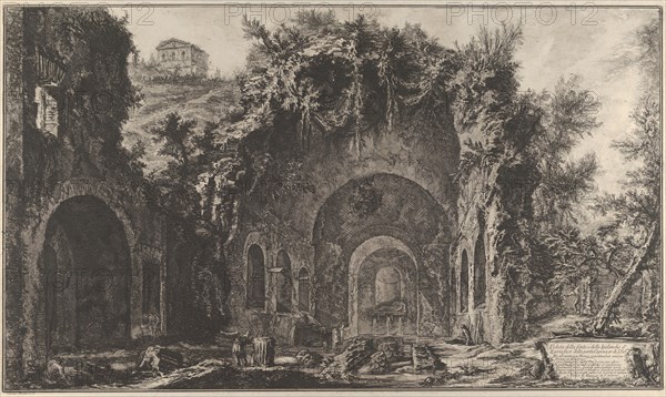View of the fountainhead and the Grotto of Egiria outside the Porta Capena, 1760-78. Creator: Giovanni Battista Piranesi.