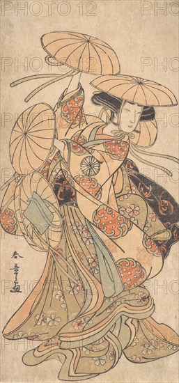 Kabuki Actor Nakamura Tomijuro I in a Female Dance Role , ca. 1777. Creator: Shunsho.