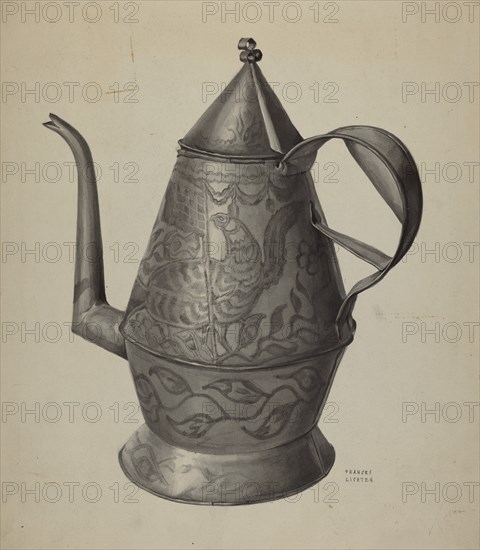 Pa. German Coffee Pot, c. 1936. Creator: Frances Lichten.