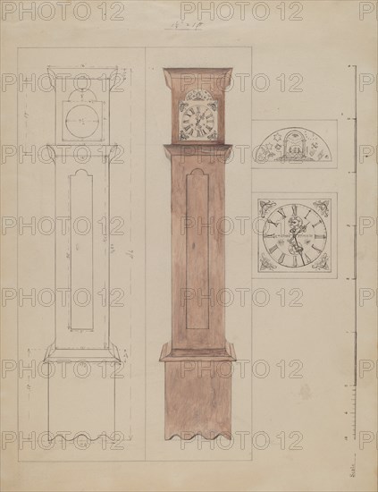 Grandfather's Clock (Old Pine), c. 1936. Creator: Edith Magnette.