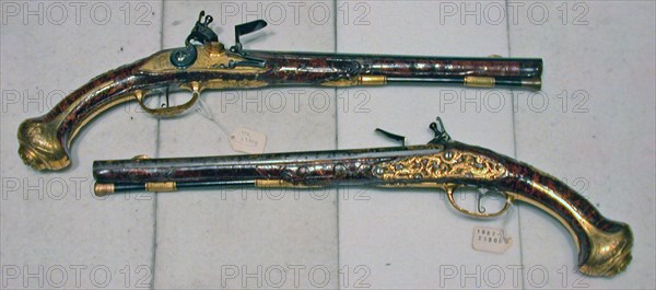 Pair of Flintlock Holster Pistols, Austria, c. 1720. Creator: Unknown.